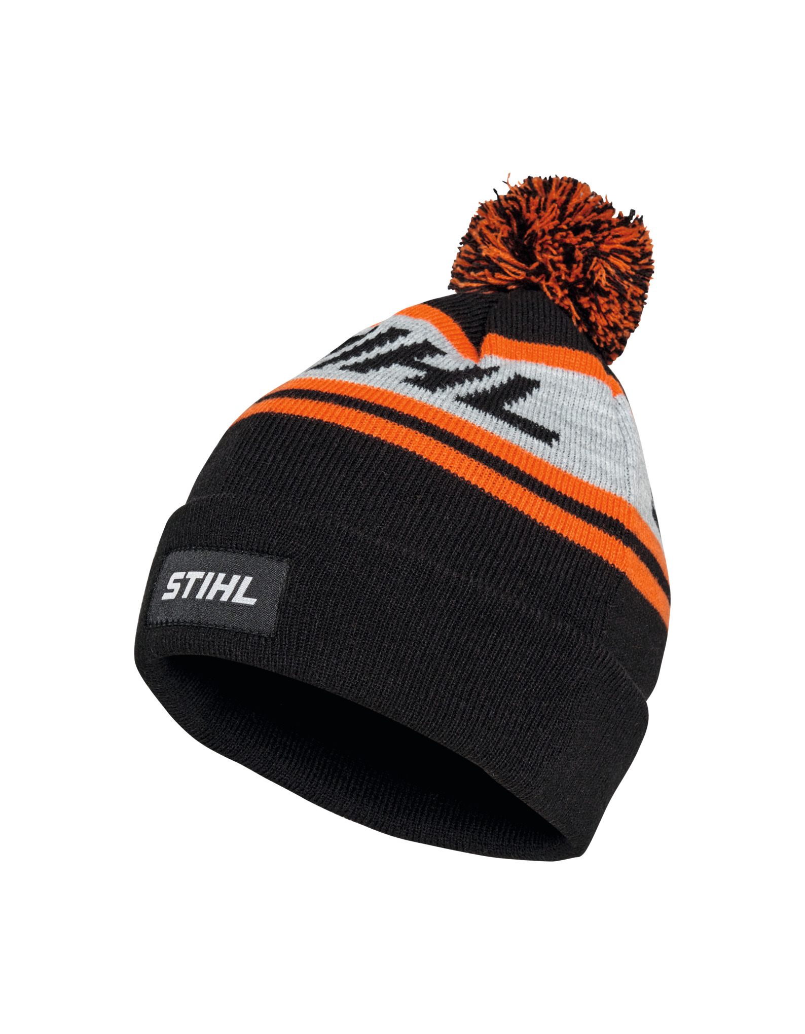 Mütze POMPON 24 Schwarz/Orange/Grau