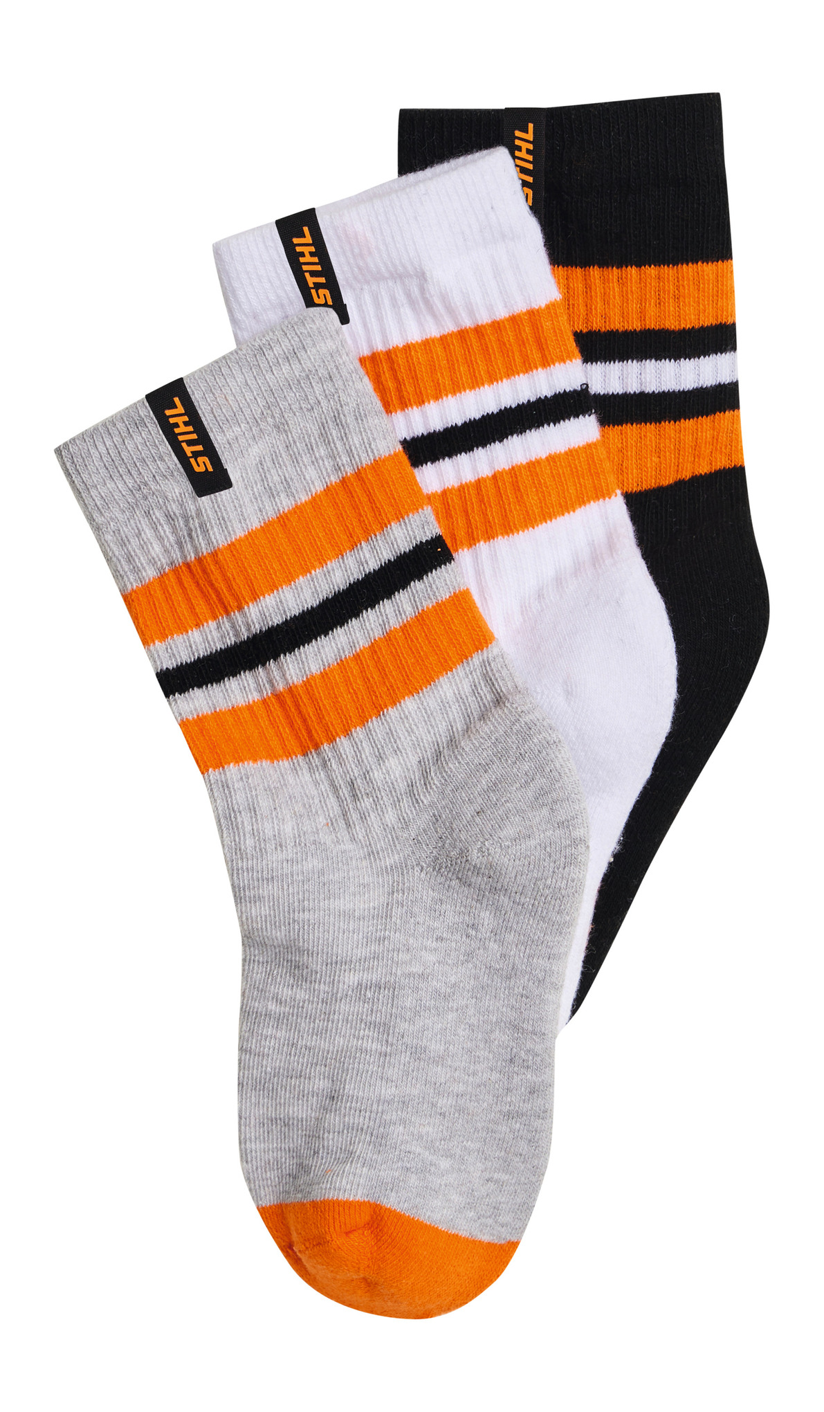 Kindersocken 3er Set STRIPES Schwarz / Weiß/ Grau