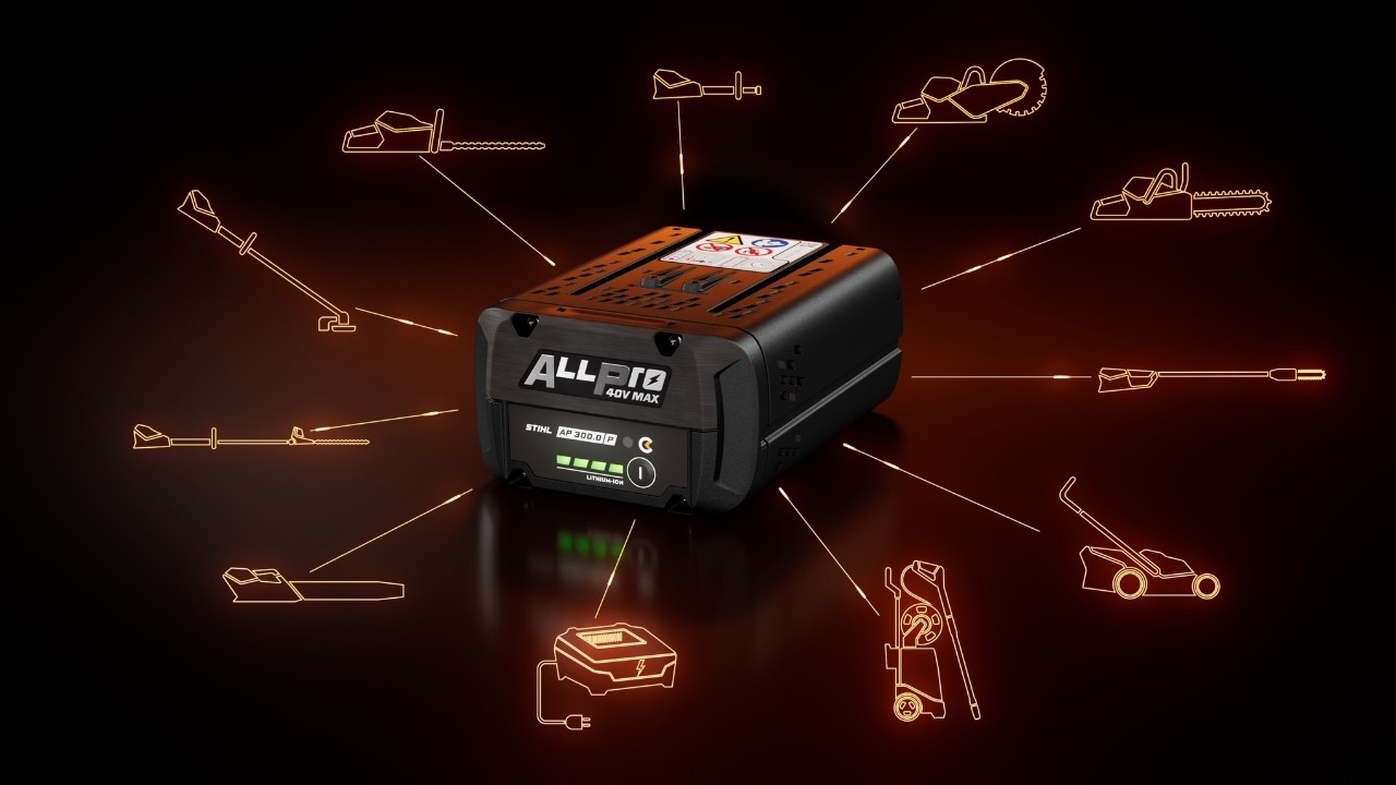 STIHL ALLPRO AP 300.0 P C Akku umringt von mehreren kompatiblen Produktkategorie-Icons